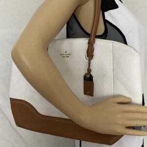 Kate Spade White and Brown Leather Tote Bag